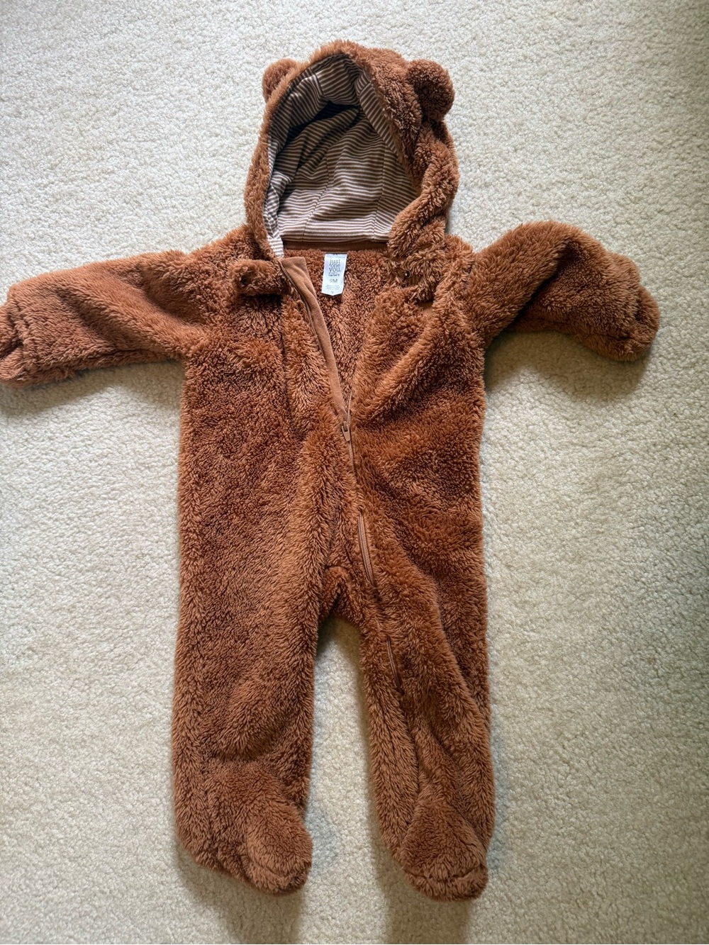 Plush Brown Bear One-Piece Cozy bunting for Kids